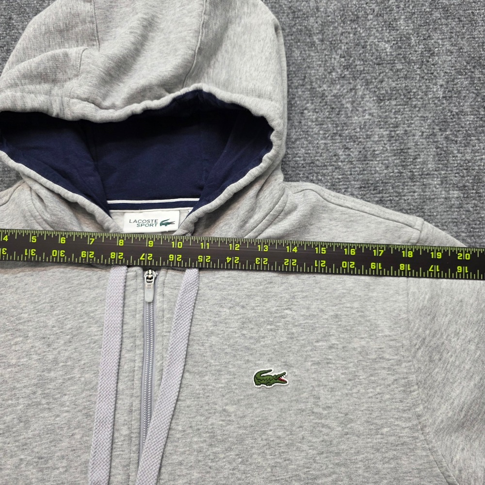 Lacoste Sport Men's XXL Full Zip Hoodie Gray Navy Blue Fleece Sweatshirt Jacket - Picture 12 of 15